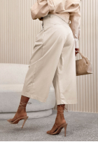 Bawełniane Kalhoty kuloty wide leg Connie ecru