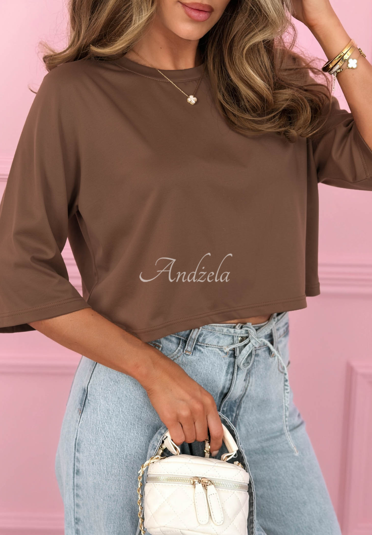 Bavlněné krátké tričko Springtime Babe čokoládový