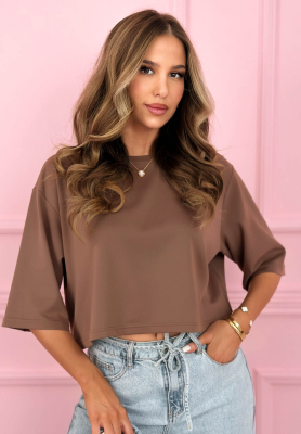 Bavlněn&eacute; kr&aacute;tk&eacute; tričko Springtime Babe čokol&aacute;dov&yacute;