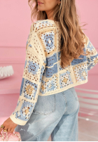 Ozdobnie pleciony ażurowy Svetr Moonstone błękitno-růžový