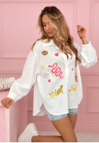 Košile z kolorowymi naszywkami Jungle Life Bílá