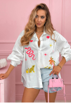 Košile z kolorowymi naszywkami Jungle Life Bílá