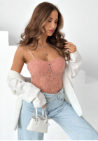 Koronkowe body na ramiączkach Persephone černé