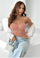 Koronkowe body na ramiączkach Persephone černé