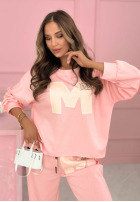 Viskózová mikina s nášivkou Mastermind pudrová růžová