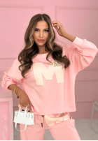 Viskózová mikina s nášivkou Mastermind pudrová růžová