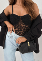 Koronkowe body na ramiączkach Persephone černé