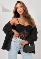 Koronkowe body na ramiączkach Persephone černé