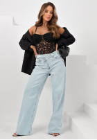 Koronkowe body na ramiączkach Persephone černé