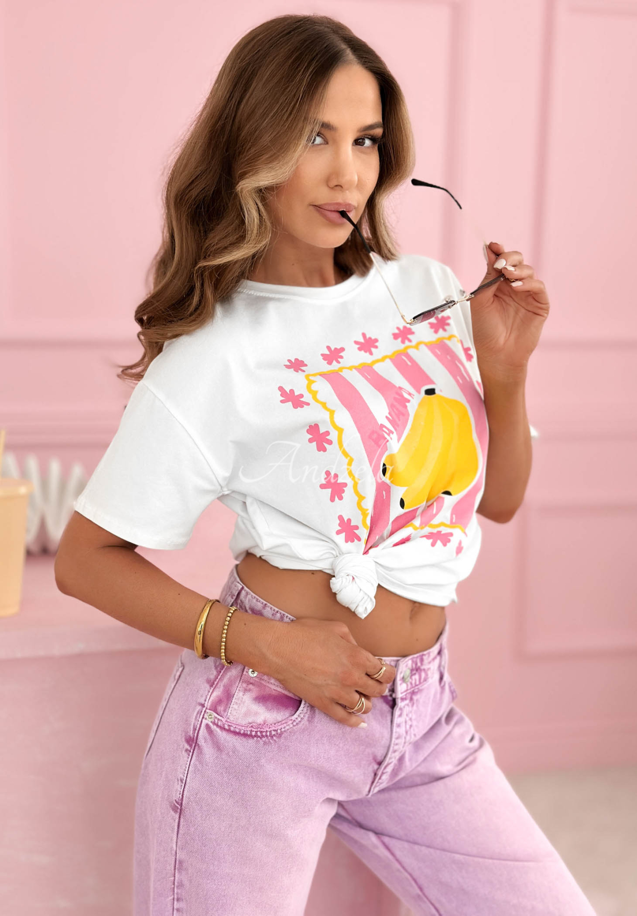 Bavlněné tričko s potiskem Hey Banana Bílá