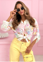 Ażurowa Košile w kwiaty Coral Island Bílá