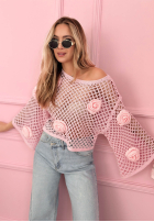 Krótki ażurowy Svetr z różami Lil Rosie žlutá