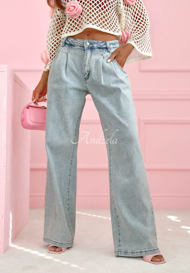 Dž&iacute;ny wide leg Inspiring Thoughts modr&eacute;
