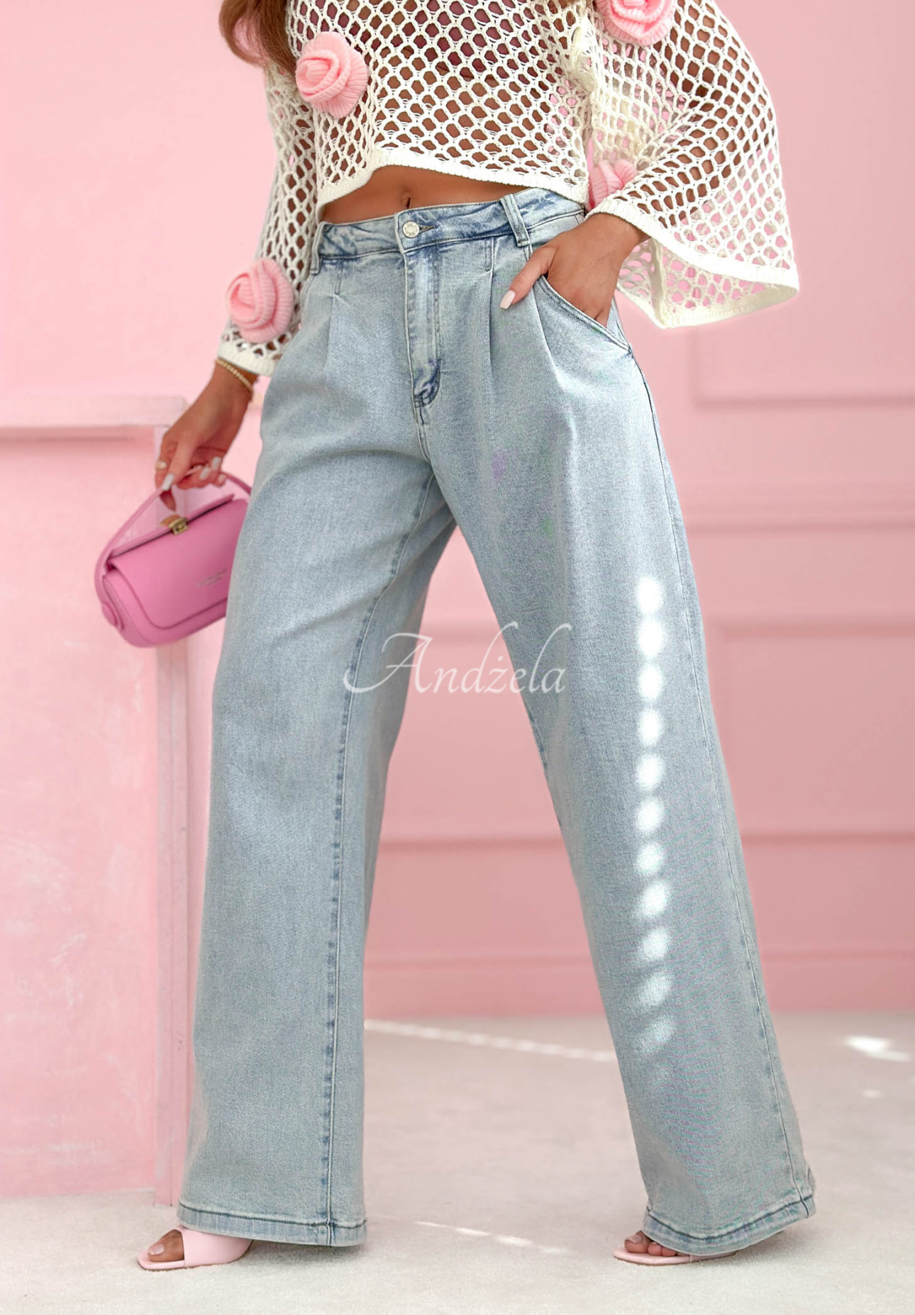 Džíny wide leg Inspiring Thoughts modré