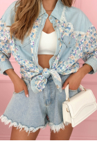 Kwiecista Košile z jeansowymi akcentami Kelly blankytná