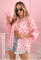 Košile w róże Velvet Rose pudrová růžová