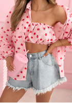 Košile w róże Velvet Rose pudrová růžová