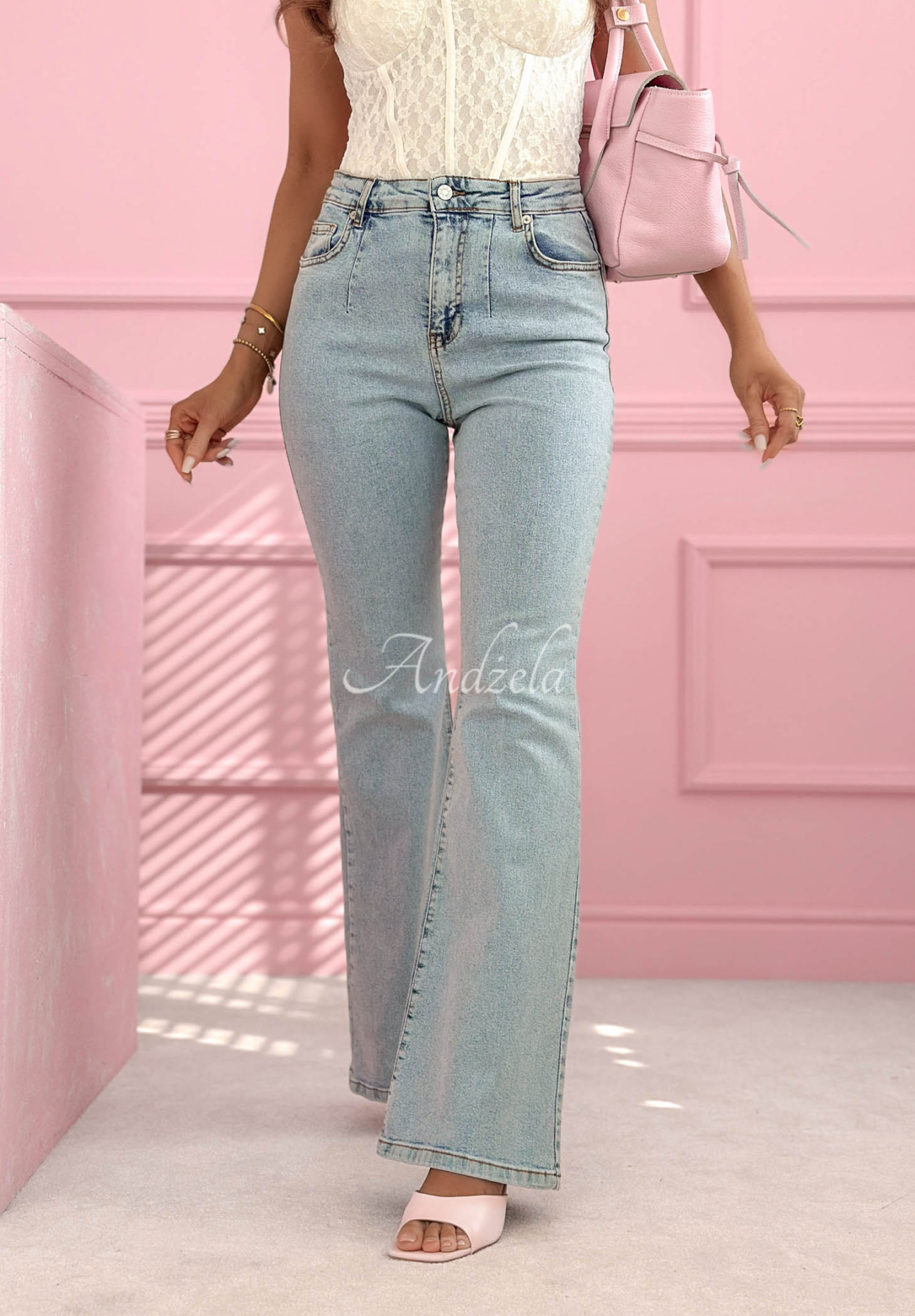 Zvonové džíny Estrid světle modré