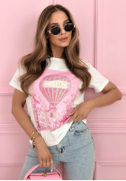 Tričko z nadrukiem Heaven Chic biało-růžový