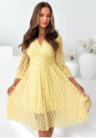 Koronkowa Šaty z marszczoną talią Good Moment žlutá