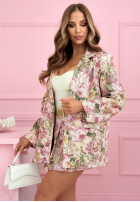 Květované sako s límečkem Blooming Days růžovo-zelené