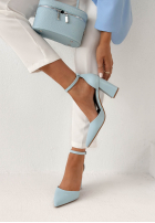 džínové  Sandály na słupku Nefertiti modré