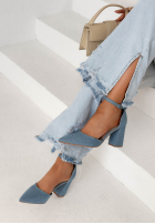 džínové  Sandály na słupku Nefertiti modré