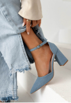 džínové  Sandály na słupku Nefertiti modré