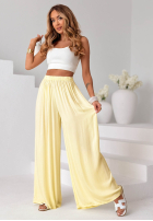 materiálové Kalhoty wide leg z gumką pasu Tropical Paradise růžové