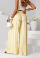 materiálové Kalhoty wide leg z gumką pasu Tropical Paradise růžové