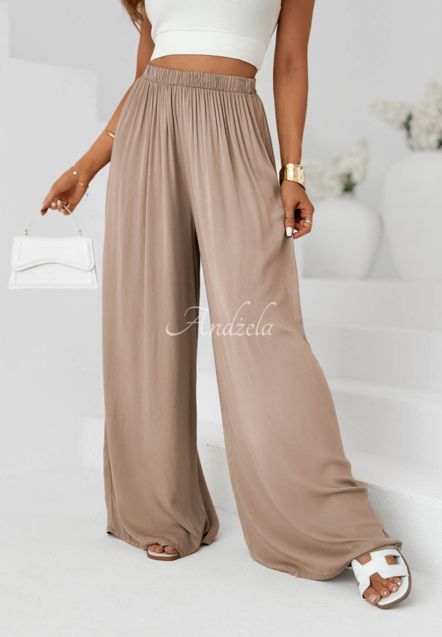 Visk&oacute;zov&eacute; kalhoty wide leg Letter To Summer Mokka