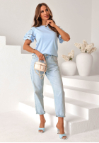 Tričko z ażurowymi rękawkami Maritta pudrová růžová