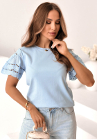 Tričko z ażurowymi rękawkami Maritta pudrová růžová