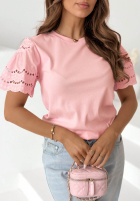 Tričko z ażurowymi rękawkami Maritta pudrová růžová