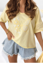 Bawełniany Tričko z haftem Pretty Butterfly žlutá