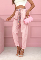 materiálové Kalhoty z paskiem Soft Blossom Mokka