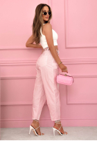 materiálové Kalhoty z paskiem Soft Blossom Mokka