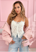 Gorsetowy top z koronką Chloe béžový