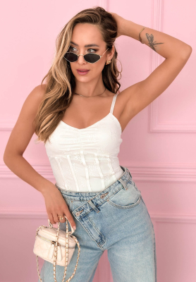 Korzetov&yacute; top na ram&iacute;nka Hello Beautiful ecru