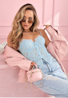 Gorsetowy top z koronką Chloe béžový