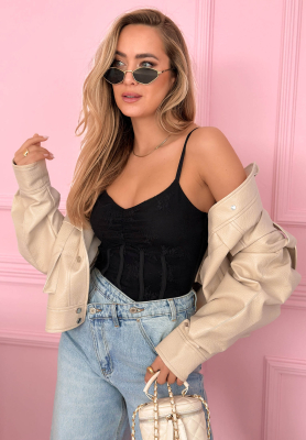 Korzetov&yacute; top na ram&iacute;nka Hello Beautiful Čern&eacute;