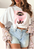 Tričko z nadrukiem Puppy biało-růžový