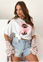 Tričko z nadrukiem Puppy biało-růžový