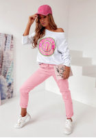 Kalhoty materiálové Wind jasně růžové