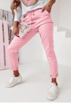 Kalhoty materiálové Wind jasně růžové