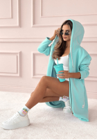 Długa Mikina s kapucí Peaceful Mind blankytná