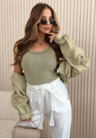 Kalhoty mom fit z wiązanym paskiem Zuri žluté