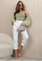 Kalhoty mom fit z wiązanym paskiem Zuri žluté