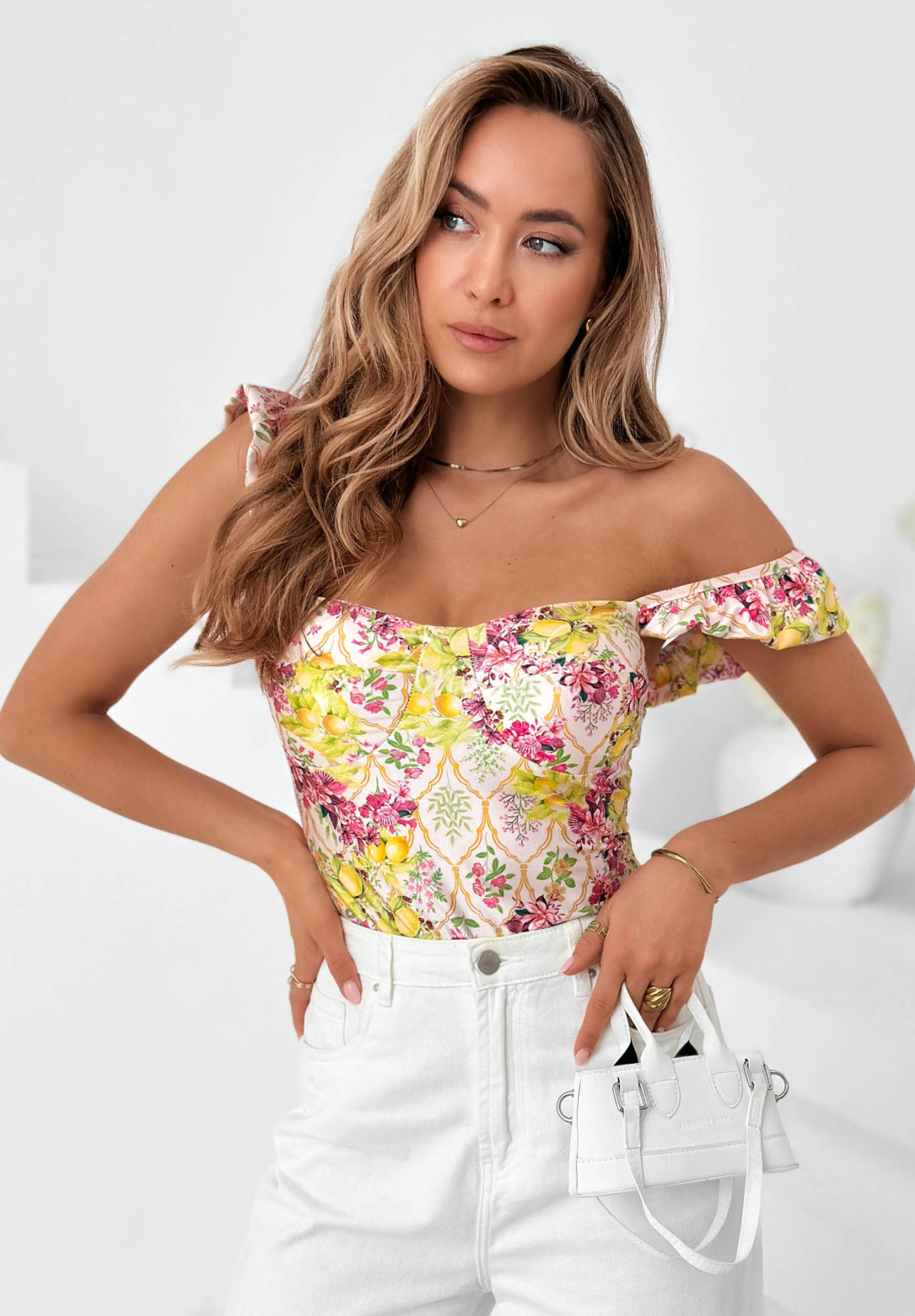 Květované body na ramínka Blossom Ballet  pudrová růžová