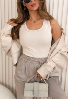 Tričko z dekoltem Azurio Mokka